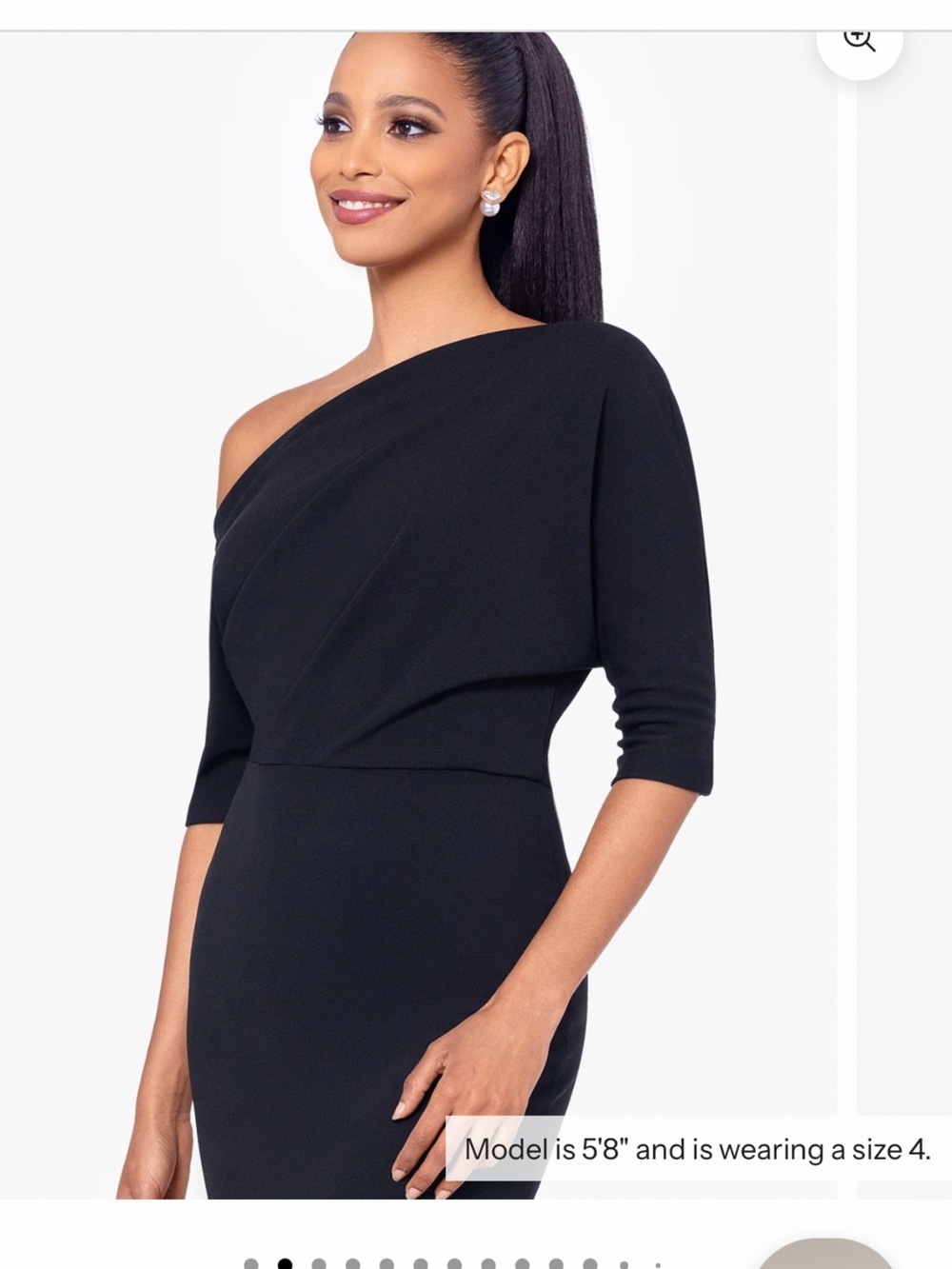Betsy & Adam Black One-Shoulder Sheath Dress